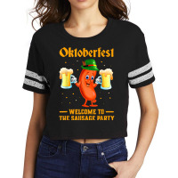 Oktoberfest Welcomes To The Sausage Party German Beer Drink T Shirt Scorecard Crop Tee | Artistshot