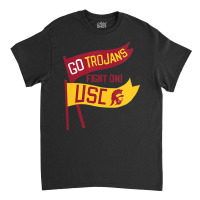 Usc Womens Go Trojans Cardinal Gold Pennant Fight On! V-neck Classic T-shirt | Artistshot