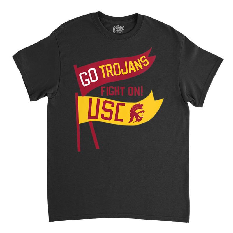 Usc Womens Go Trojans Cardinal Gold Pennant Fight On! V-neck Classic T-shirt by Kandurip541 | Artistshot