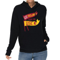 Usc Womens Go Trojans Cardinal Gold Pennant Fight On! V-neck Lightweight Hoodie | Artistshot