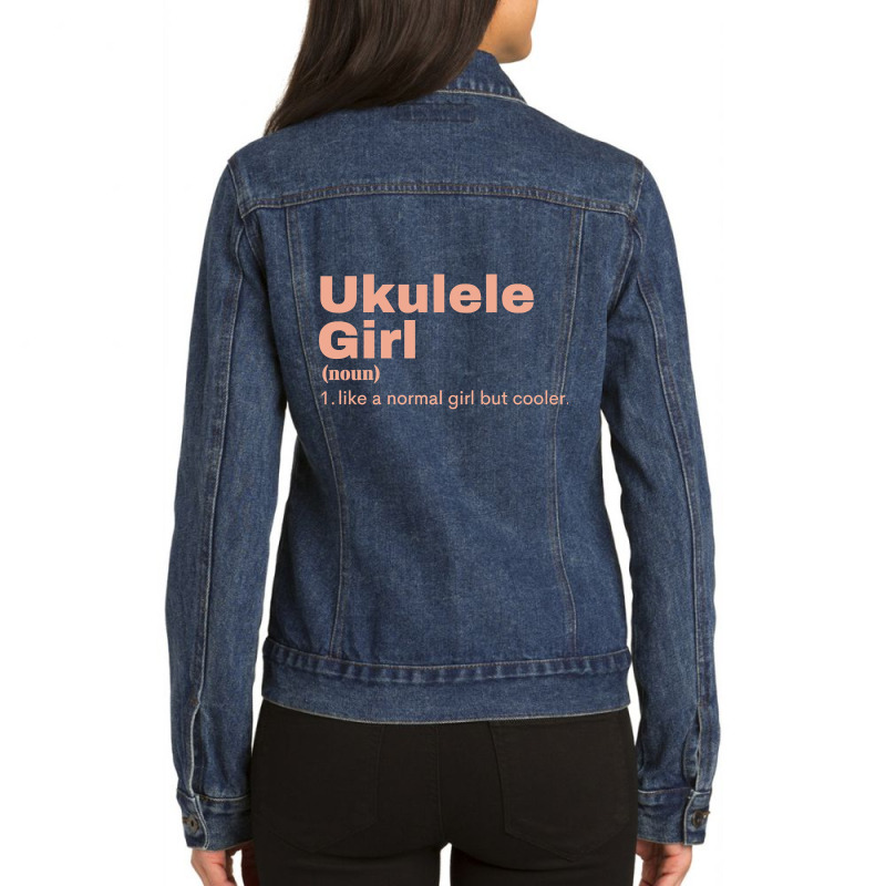 Ukulele  Girl - Ukulele Ladies Denim Jacket by Crowley Tidwell | Artistshot