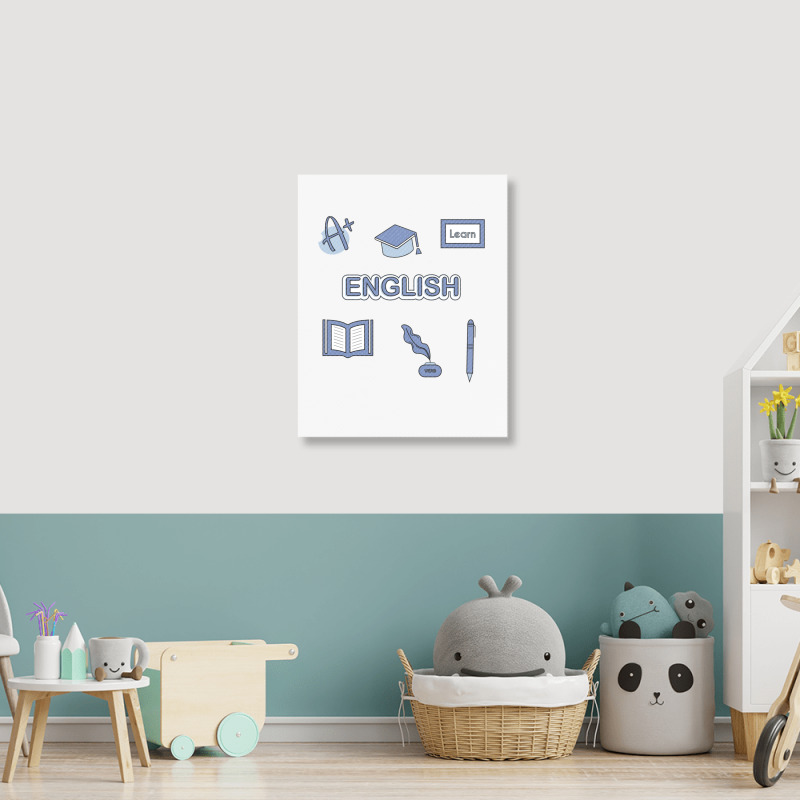 Light Blue English School Subject  Pack Portrait Canvas Print | Artistshot