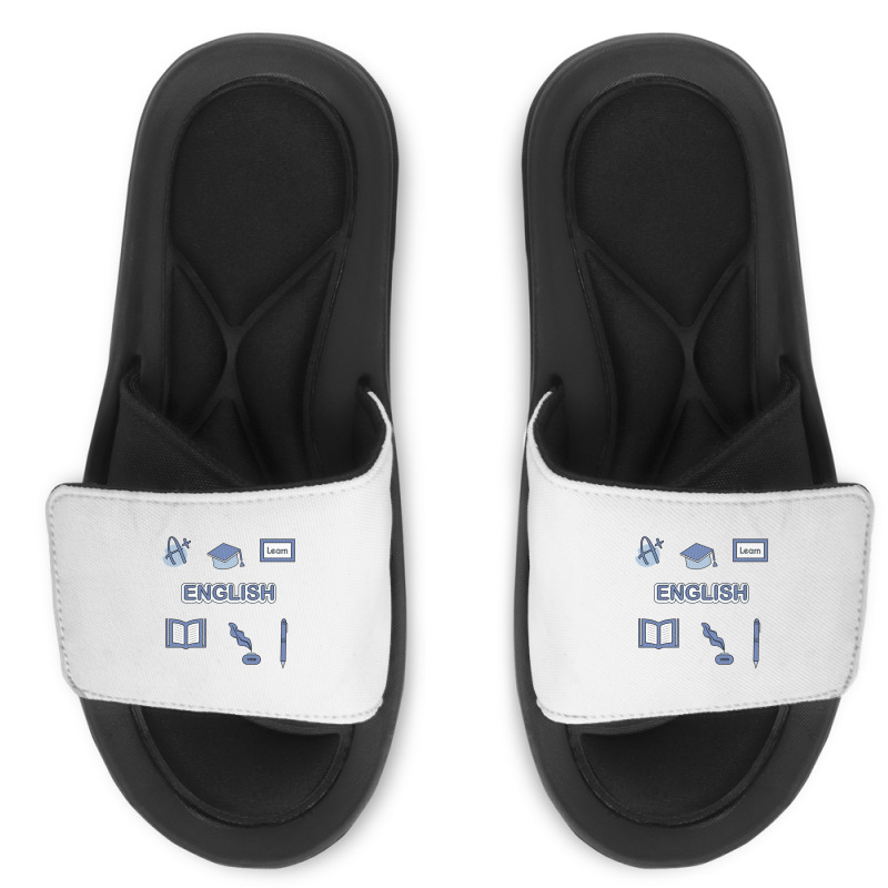 Light Blue English School Subject  Pack Slide Sandal | Artistshot