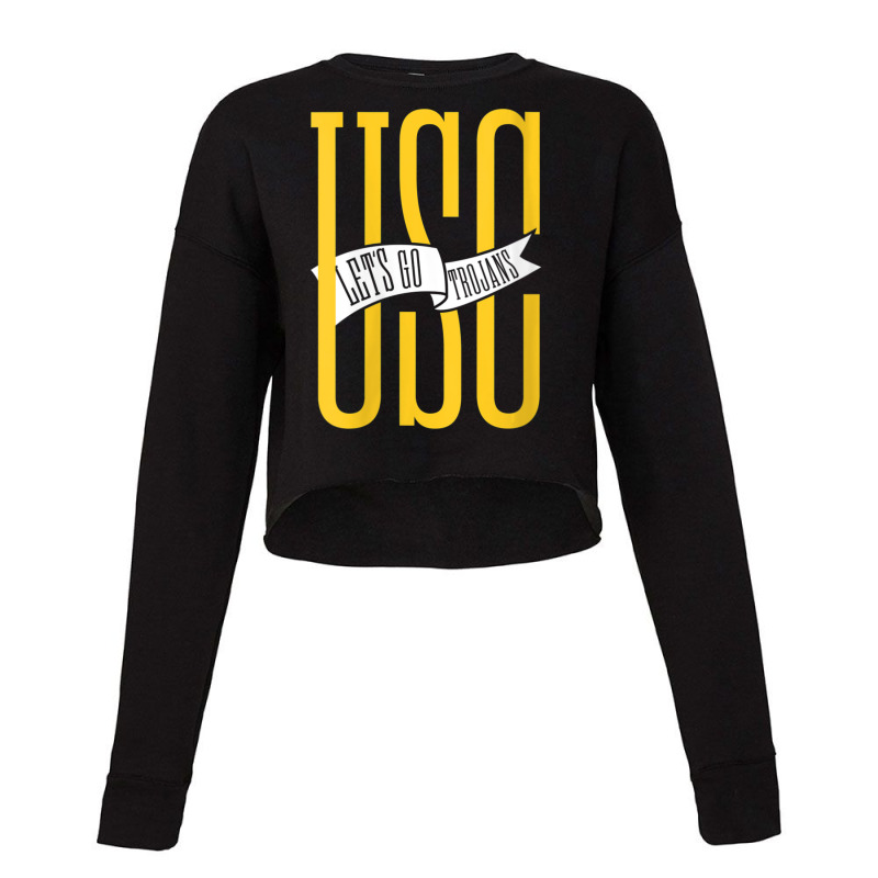 Usc Womens Let's Go Trojans Long Gold White Pennant V-neck Cropped Sweater by Kandurip541 | Artistshot