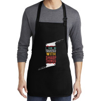 I Can Be Trusted With Sharp Objects Vintage Funny Cool Quote Medium-length Apron | Artistshot