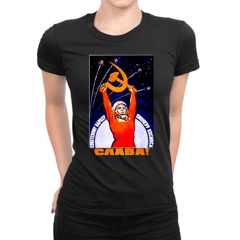 Soviet Space Astronaut Propaganda, Soviet, Space, Astronaut, Propagand Ladies Fitted T-Shirt by cm-arts | Artistshot