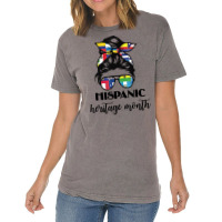 Latin American Flags Hispanic Heritage Month Messy Hair Bun T Shirt Vintage T-shirt | Artistshot