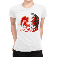 Rising Phoenix Fire And Dragon T Shirt Ladies Fitted T-shirt | Artistshot