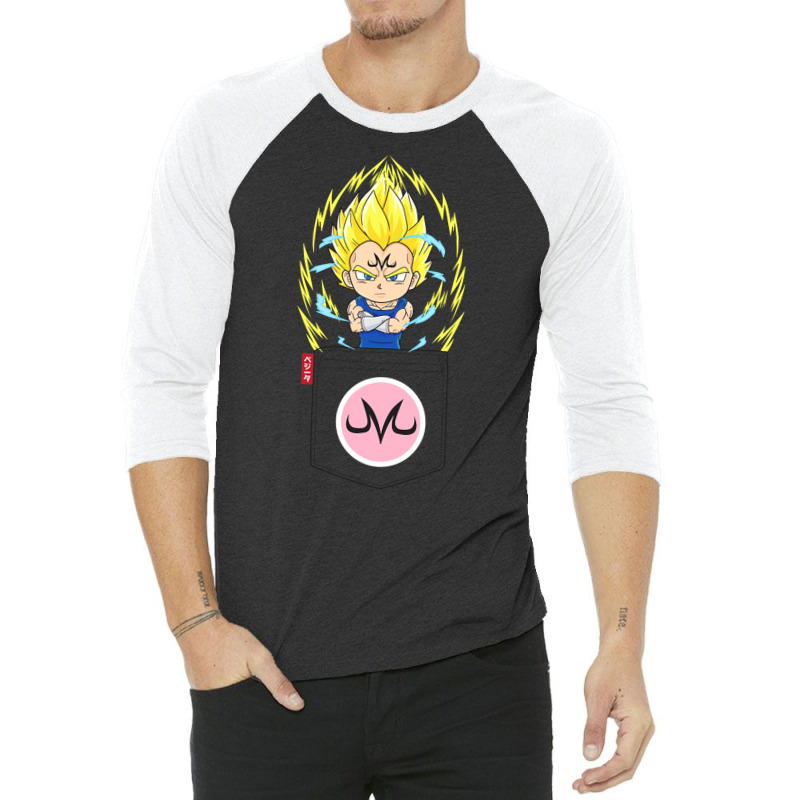 Pocket Chibi Super Saiyan 2 Majin Vegeta 3/4 Sleeve Shirt by bummercaught | Artistshot