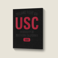 Usc Womens Trojans Fight On! Simple Stack Cardinal Black V-neck Portrait Canvas Print | Artistshot