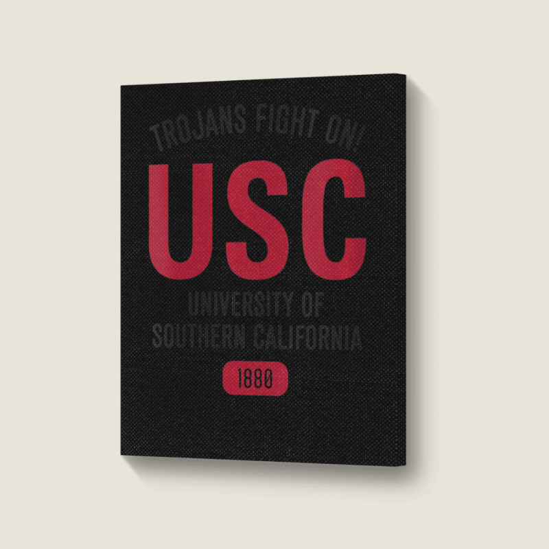 Usc Womens Trojans Fight On! Simple Stack Cardinal Black V-neck Portrait Canvas Print | Artistshot