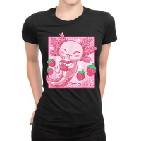 Kawaii Axolotl Strawberry Milk Shake Carton Japanese Anime T Shirt Ladies Fitted T-shirt | Artistshot