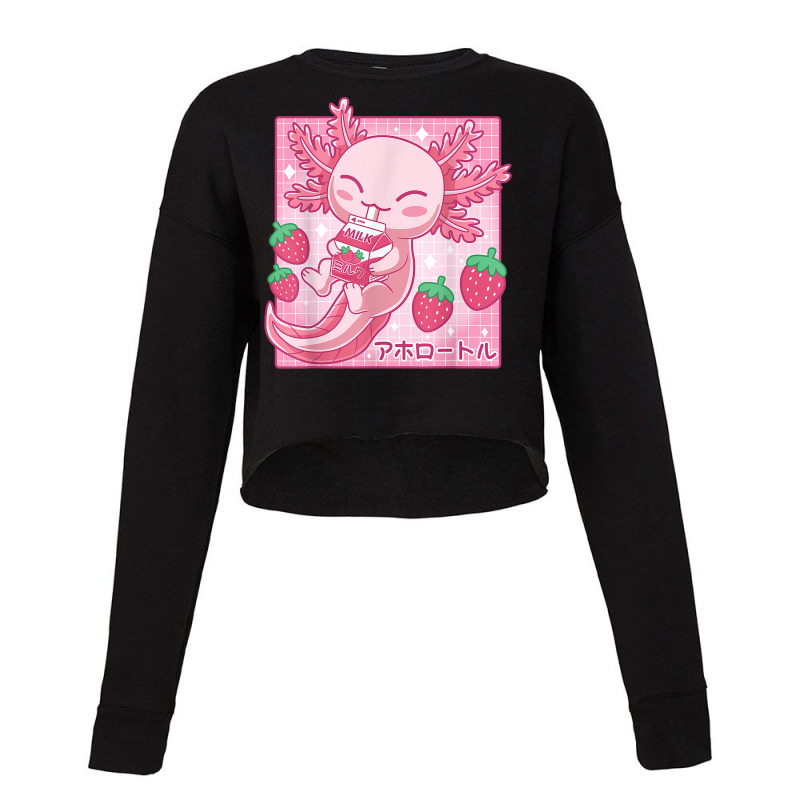 Kawaii Axolotl Strawberry Milk Shake Carton Japanese Anime T Shirt Cropped Sweater by cm-arts | Artistshot