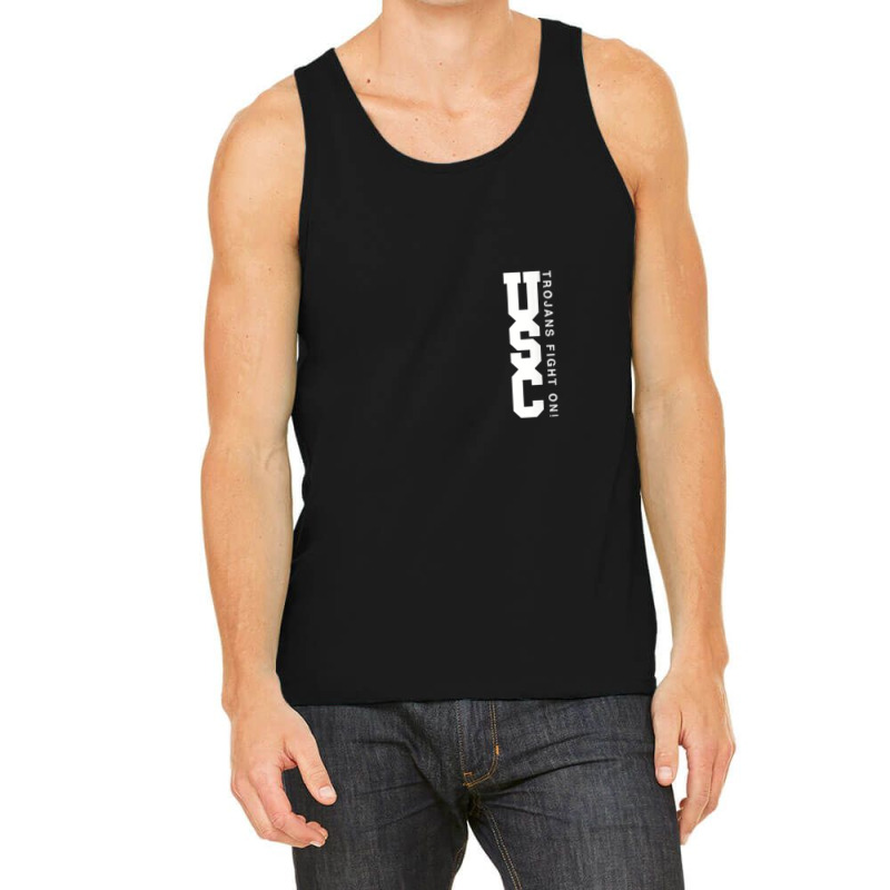 Usc Womens Vertical Stack Trojans Fight On! White V-neck Tank Top by Kandurip541 | Artistshot