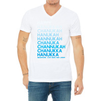 Happy Hanukkah Jewish Holiday Chanukah Menorah Dreidel V-neck Tee | Artistshot