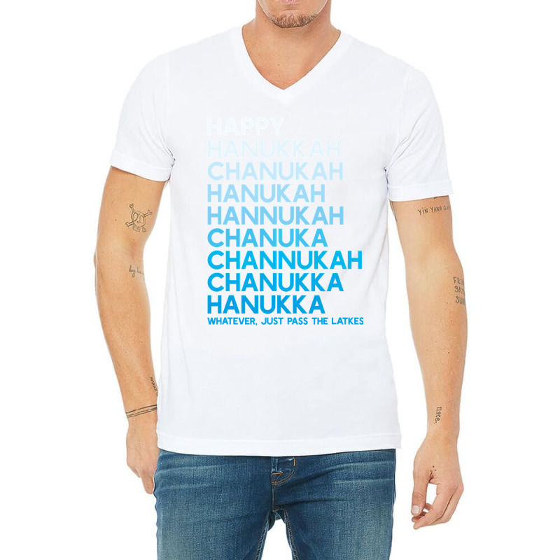 Happy Hanukkah Jewish Holiday Chanukah Menorah Dreidel V-neck Tee | Artistshot