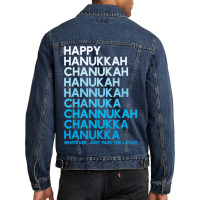 Happy Hanukkah Jewish Holiday Chanukah Menorah Dreidel Men Denim Jacket | Artistshot