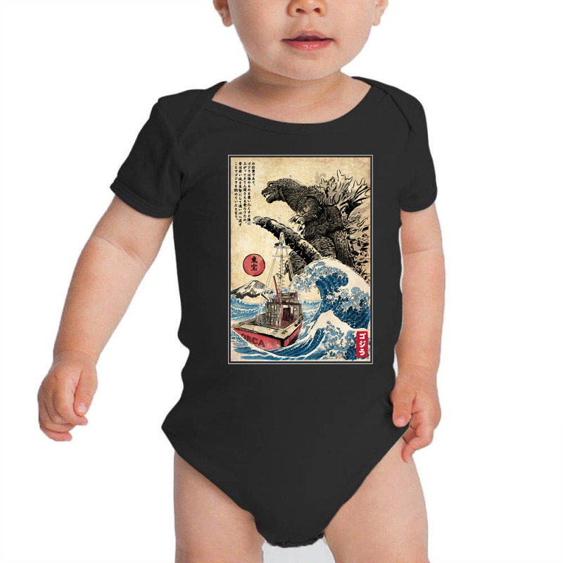 Orca In Japan Woodblack (back) Baby Bodysuit | Artistshot