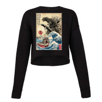 Orca In Japan Woodblack (back) Cropped Sweater | Artistshot