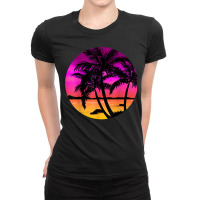 Beach Trees Retro Palm Summer Tropical Island Girls Gift Ladies Fitted T-shirt | Artistshot