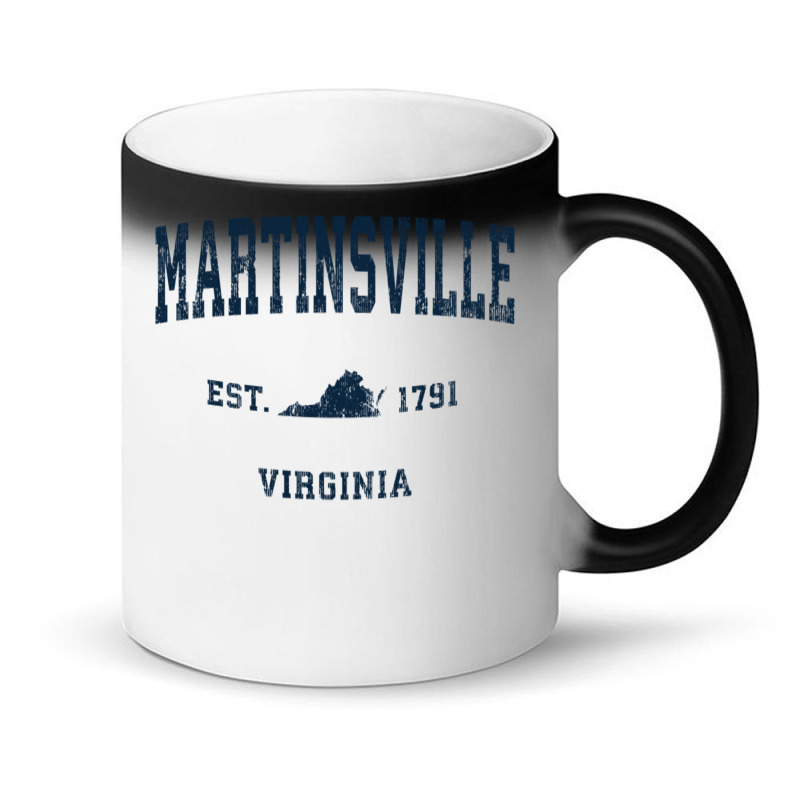 Martinsville Virginia Va Vintage Athletic Navy Sports Design Long Slee Magic Mug | Artistshot