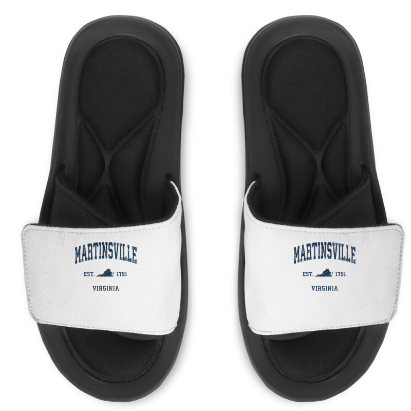 Martinsville Virginia Va Vintage Athletic Navy Sports Design Long Slee Slide Sandal | Artistshot