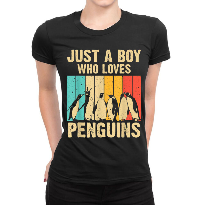 Cute Penguin Art Boys Kids Men Bird Zoologist Penguin Lovers Ladies Fitted T-Shirt by LilyWillis | Artistshot