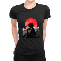 Samurai With Sunset Ladies Fitted T-shirt | Artistshot