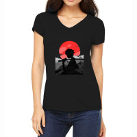 Samurai With Sunset Women's V-neck T-shirt | Artistshot