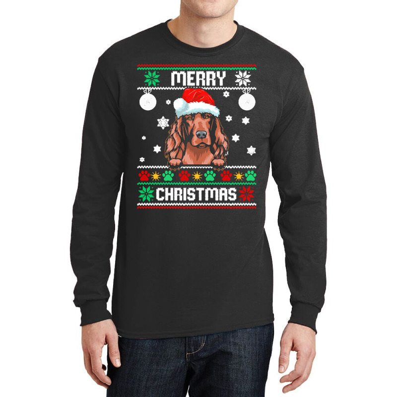 Ugly Merry Christmas Irish Setter Dog Xmas Dog Lover Christmas Gift Long Sleeve Shirts | Artistshot