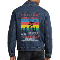 First Annual Thanksgiving Day Turkey Drop For Dark Men Denim Jacket | Artistshot