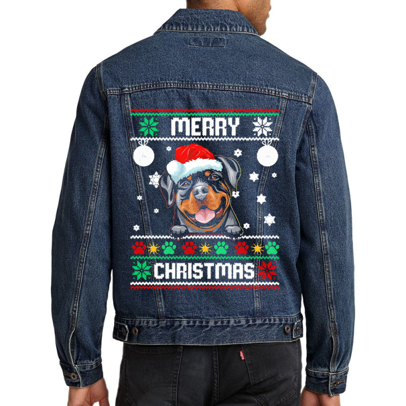 Ugly Merry Christmas Rottweiler Dog Xmas Dog Lover Christmas Gift Men Denim Jacket | Artistshot