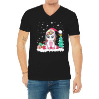 Unicorn Christmas Cute Unicorn Christmas Girls Xmas Deer Christmas V-neck Tee | Artistshot