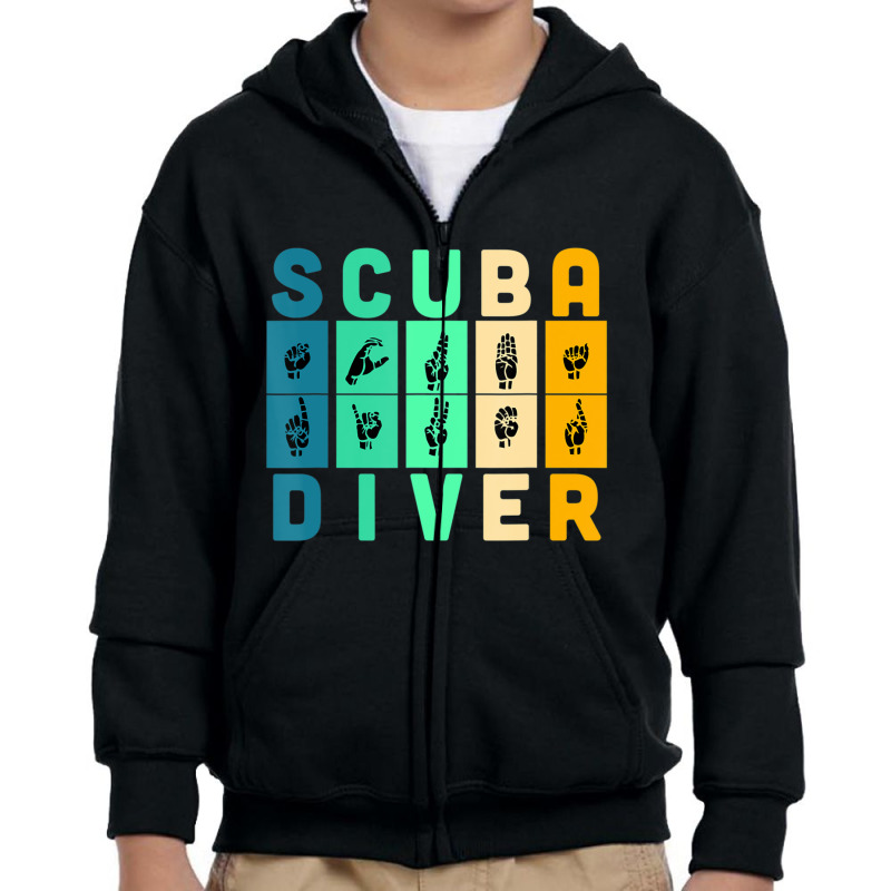 Scuba Diver Asl Sign Language Scuba Diver Quote Youth Zipper Hoodie by cm-arts | Artistshot