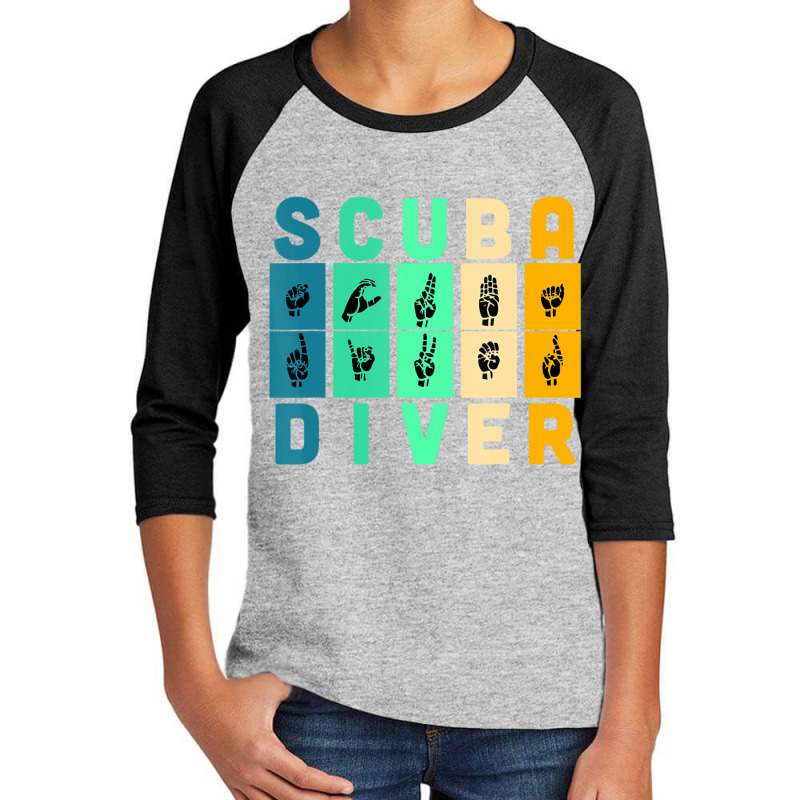 Scuba Diver Asl Sign Language Scuba Diver Quote Youth 3/4 Sleeve by cm-arts | Artistshot