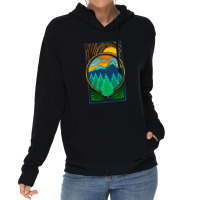 Vintage Summer Sunset By The Pines Mountain Adventure Lightweight Hoodie | Artistshot