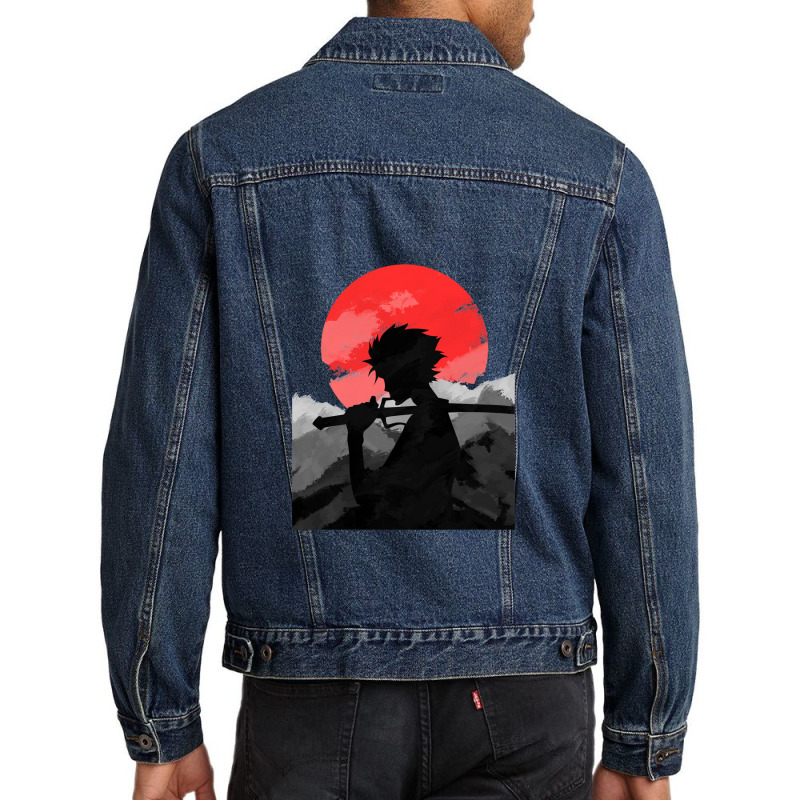 Samurai With Sunset Men Denim Jacket by CharlesGrooms | Artistshot