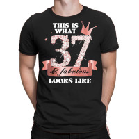 37 & Fabulous I Black Peach Party Group Candid Photo Outfit T Shirt T-shirt | Artistshot