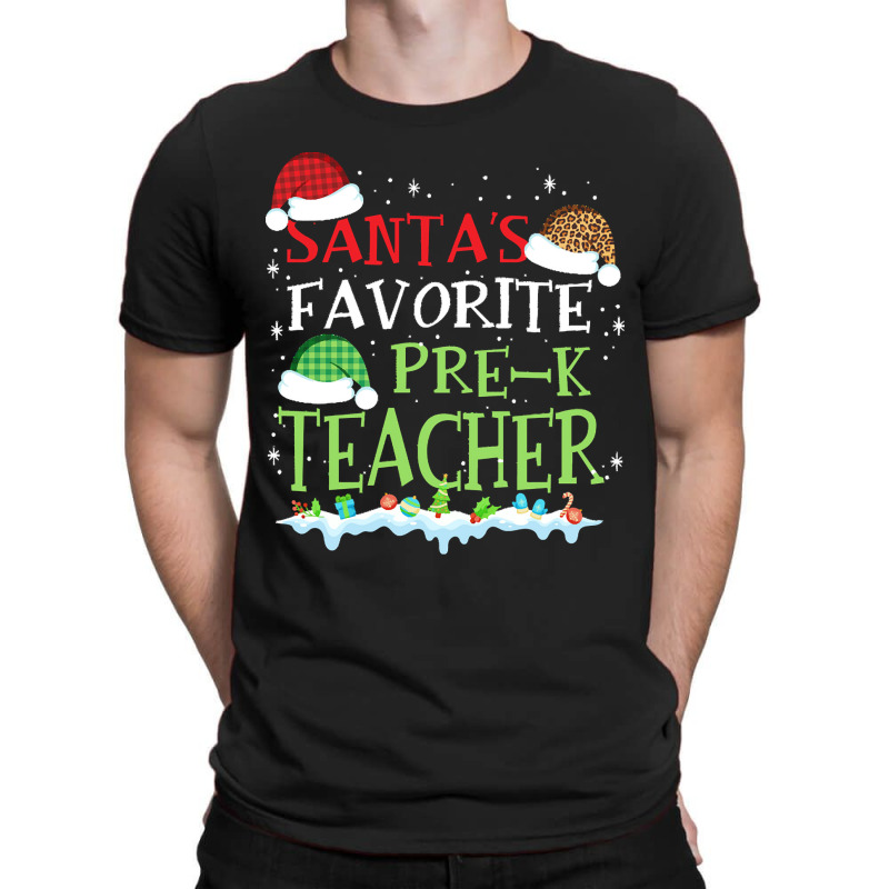 V1 Xmas Santa's Favorite Pre- K Teacher Funny Christmas Gift T-shirt | Artistshot