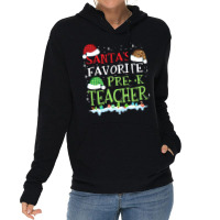 V1 Xmas Santa's Favorite Pre- K Teacher Funny Christmas Gift Lightweight Hoodie | Artistshot