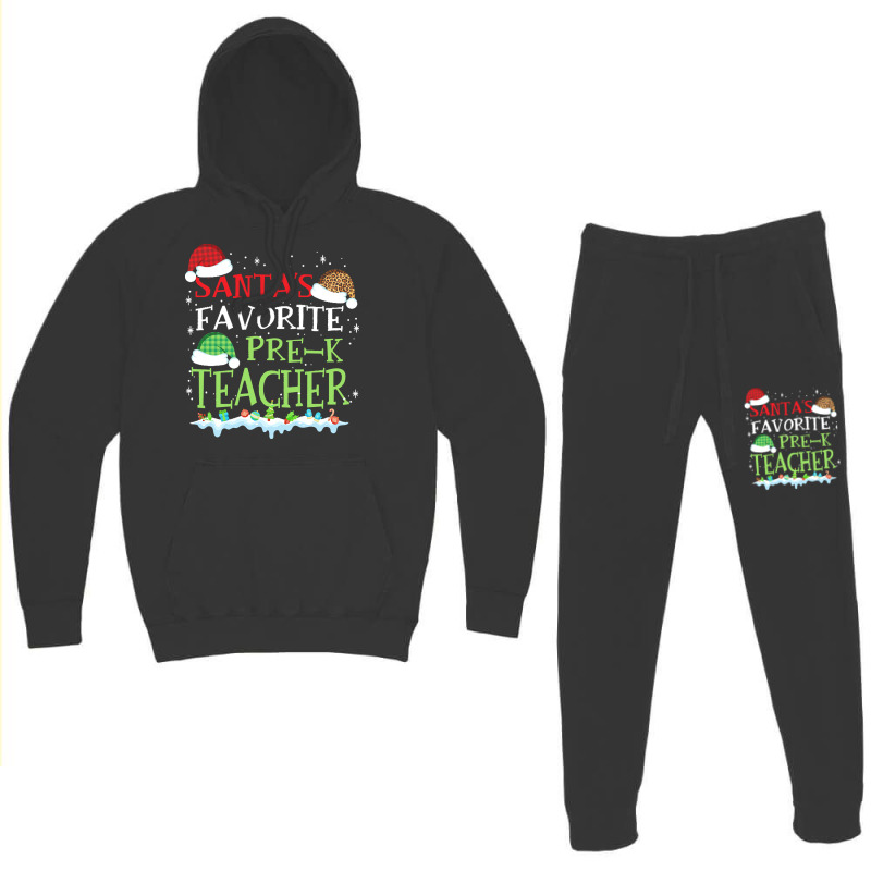 V1 Xmas Santa's Favorite Pre- K Teacher Funny Christmas Gift Hoodie & Jogger Set | Artistshot