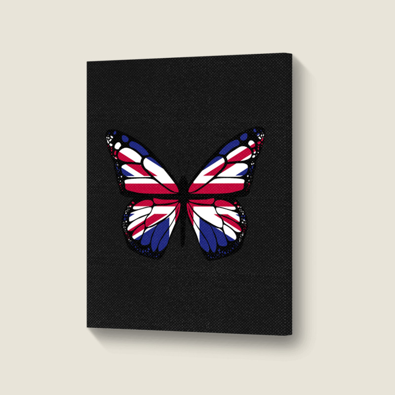 United Kingdom Flag Butterfly Portrait Canvas Print | Artistshot