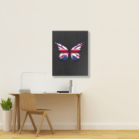 United Kingdom Flag Butterfly Portrait Canvas Print | Artistshot