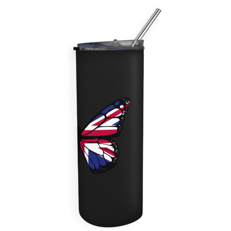 United Kingdom Flag Butterfly Skinny Tumbler | Artistshot