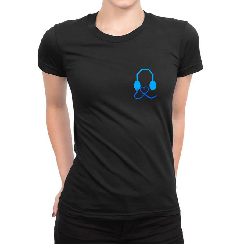 Blue Headphones With Love Ladies Fitted T-Shirt by SarahWhitfield | Artistshot