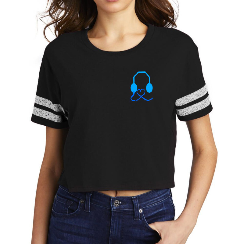 Blue Headphones With Love Scorecard Crop Tee by SarahWhitfield | Artistshot