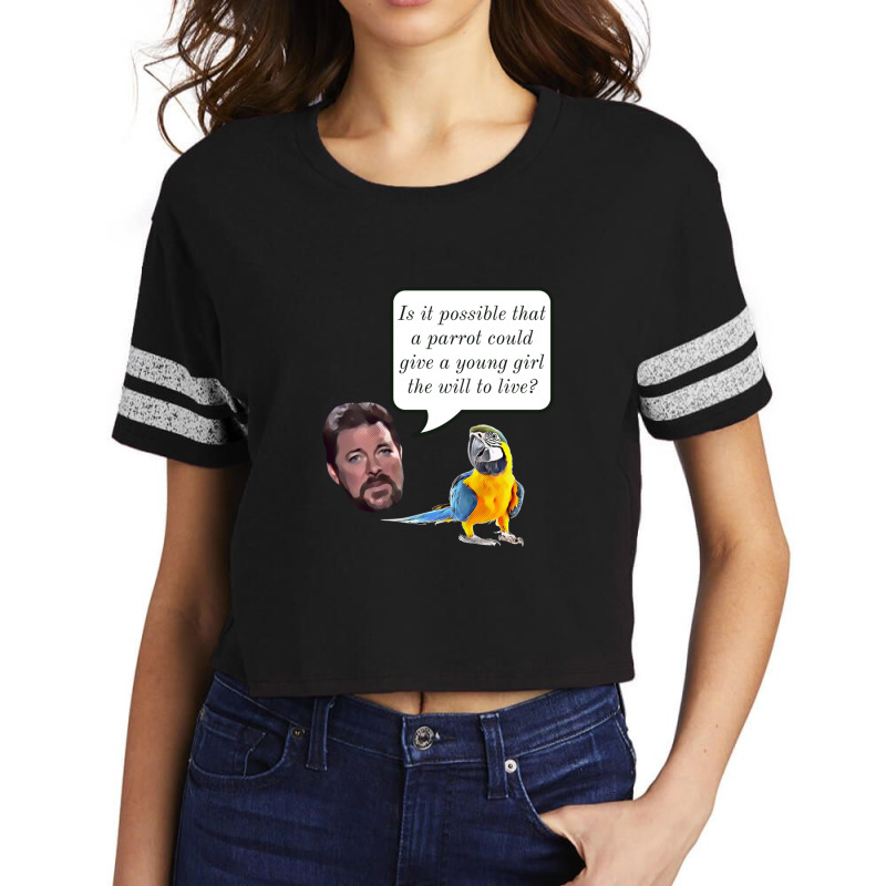 Jonathan Frakes Interrogates You A Parrot Scorecard Crop Tee by MilletteHawks | Artistshot