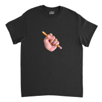 Realism X Cartoon Mashup Fist Holding Pencil Classic T-shirt | Artistshot