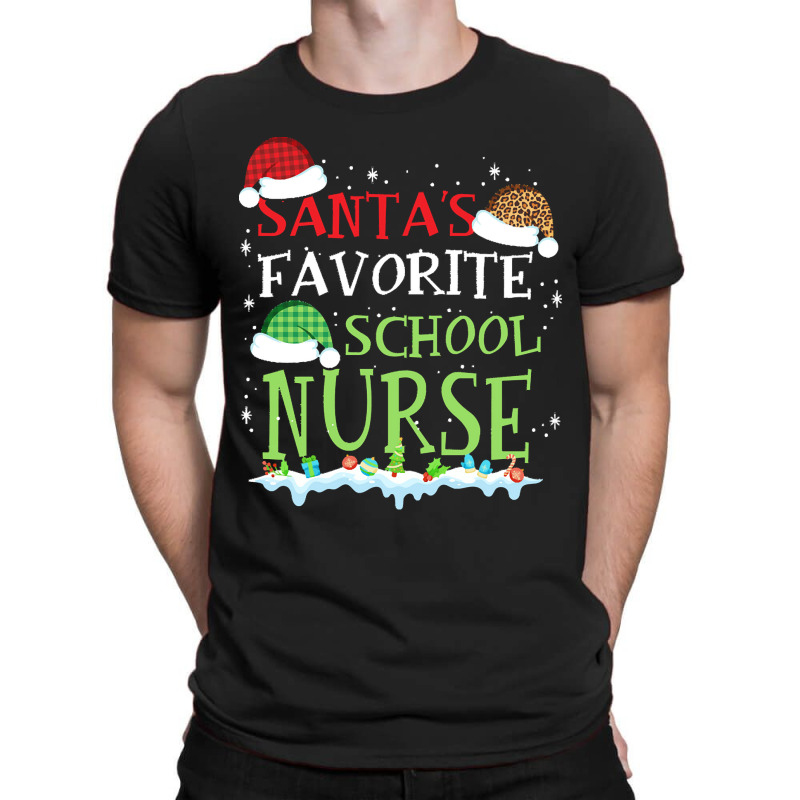 Xmas Santa's Favorite School Nurse Funny Christmas Gift T-shirt | Artistshot