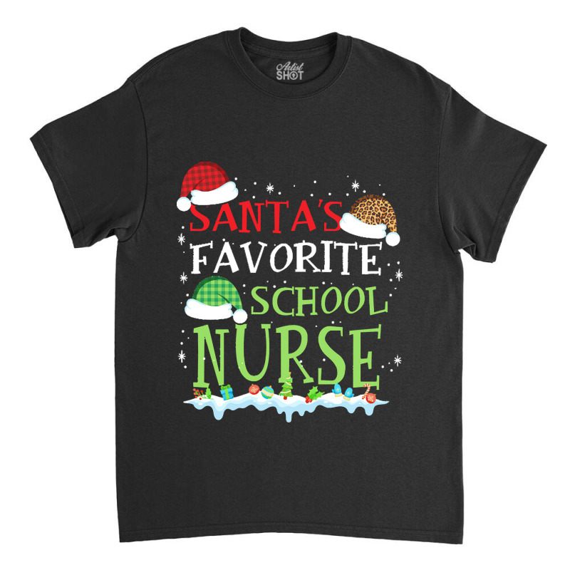 Xmas Santa's Favorite School Nurse Funny Christmas Gift Classic T-shirt | Artistshot